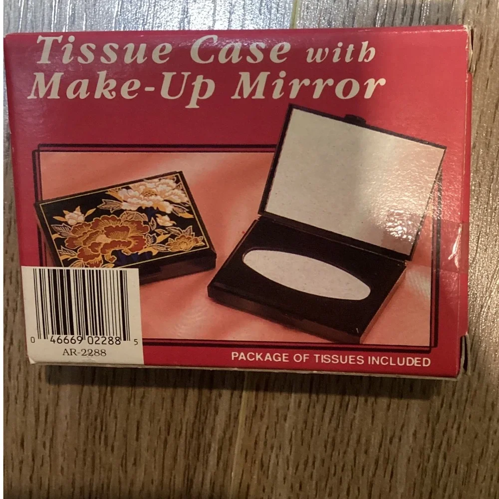 Vintage Floral Tissue Case‎ with Make Up Mirror Package Included